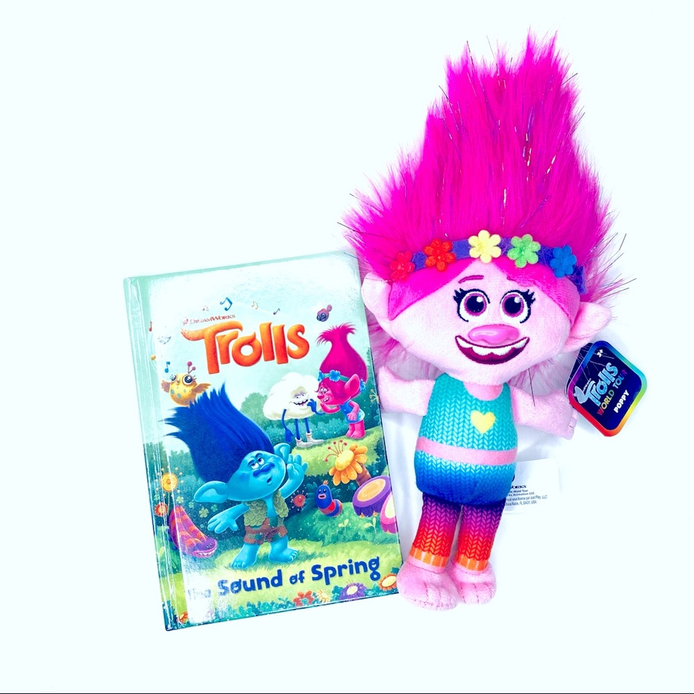 TROLLS Poppy plush and mini book The Sound of Spring NWT